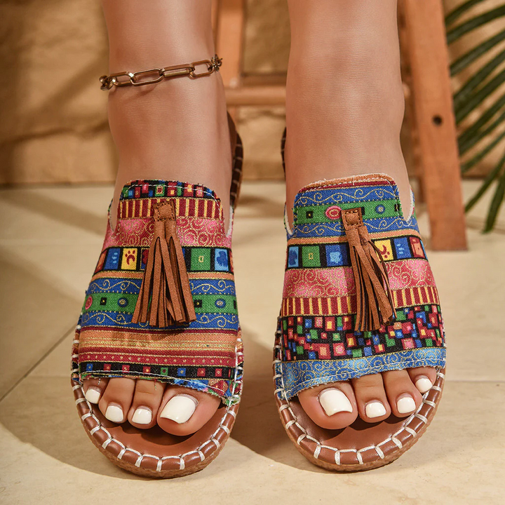 Boho-Quasten-Sandalen für Damen