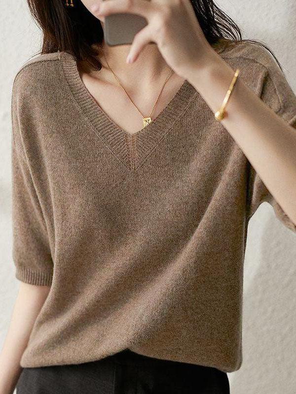 Luxuriöser weicher Kaschmir-Pullover mit V-Ausschnitt für Damen