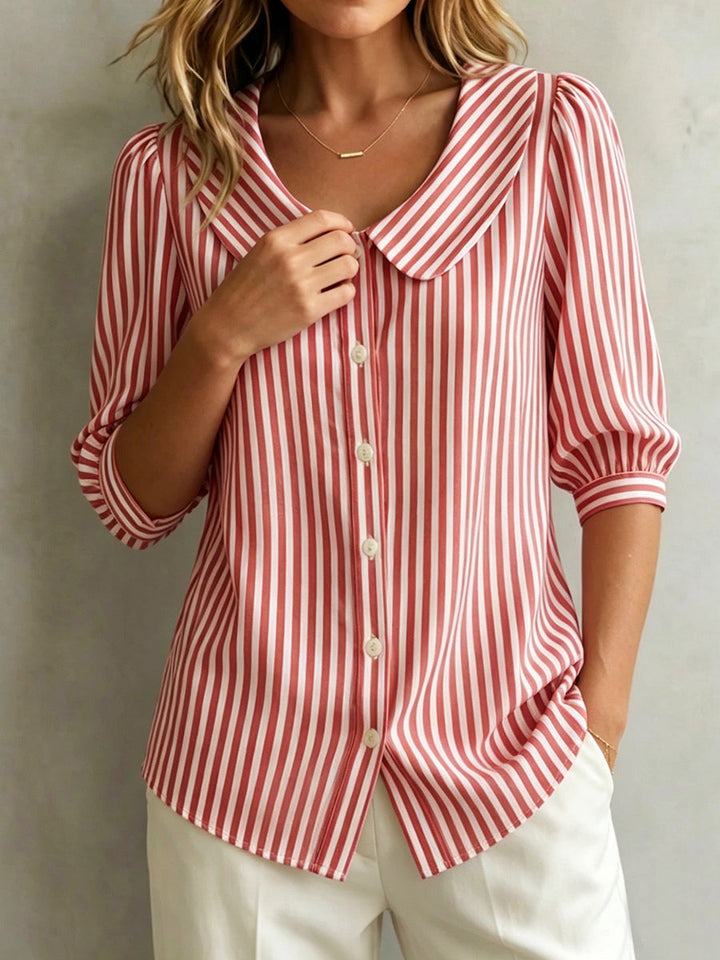Vintage Baumwollbluse mit Claudine-Kragen für Damen