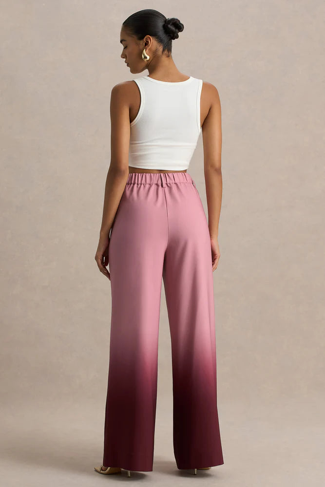 Ombre Lounge-Hose mit weitem Bein, elastischem Bund und Taschen