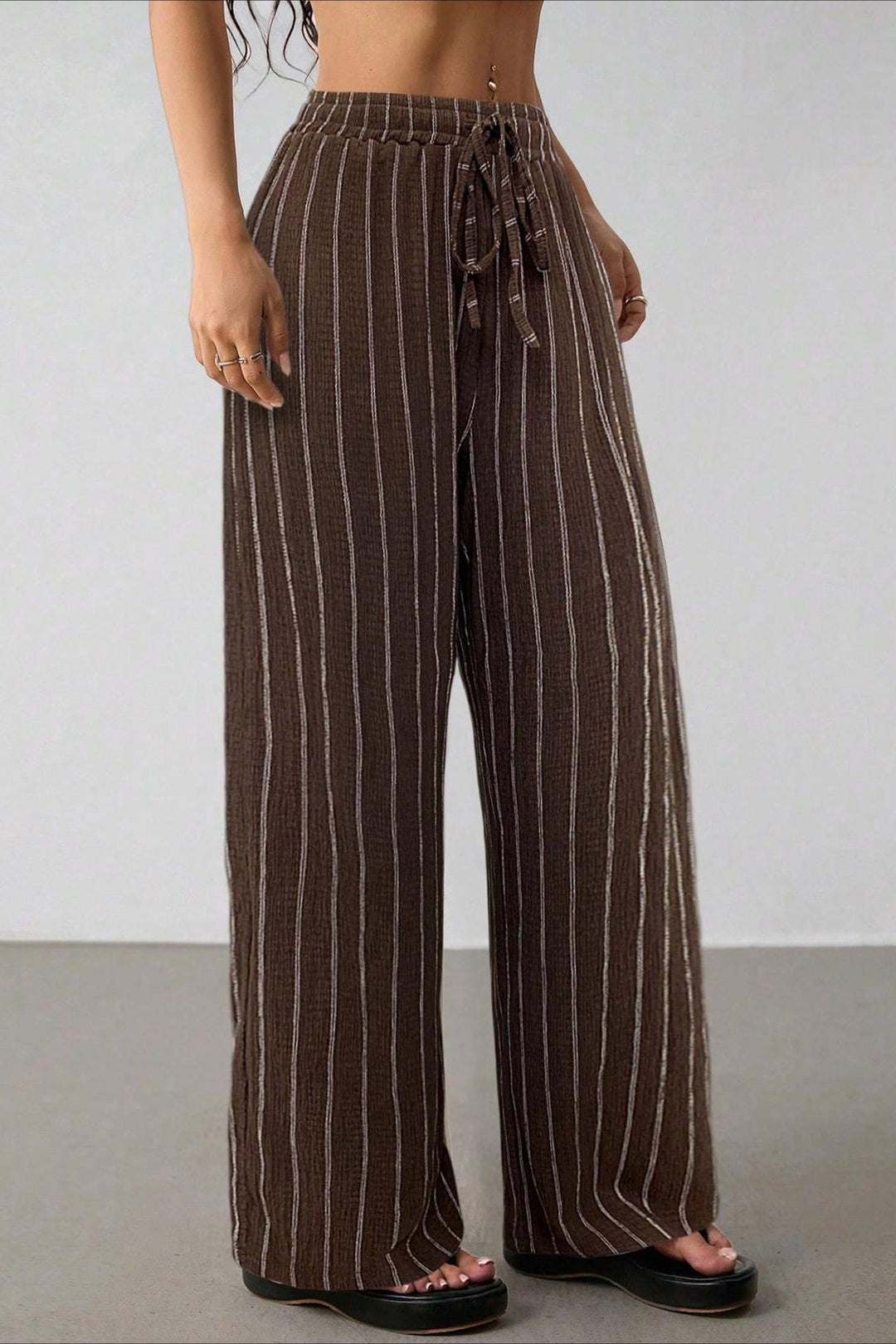 Damen Weite Hose Mit Streifen Und Colorblock