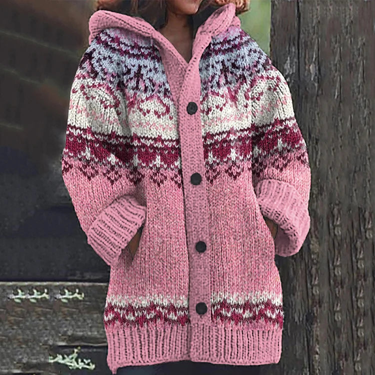 Warmer Strickcardigan mit Print