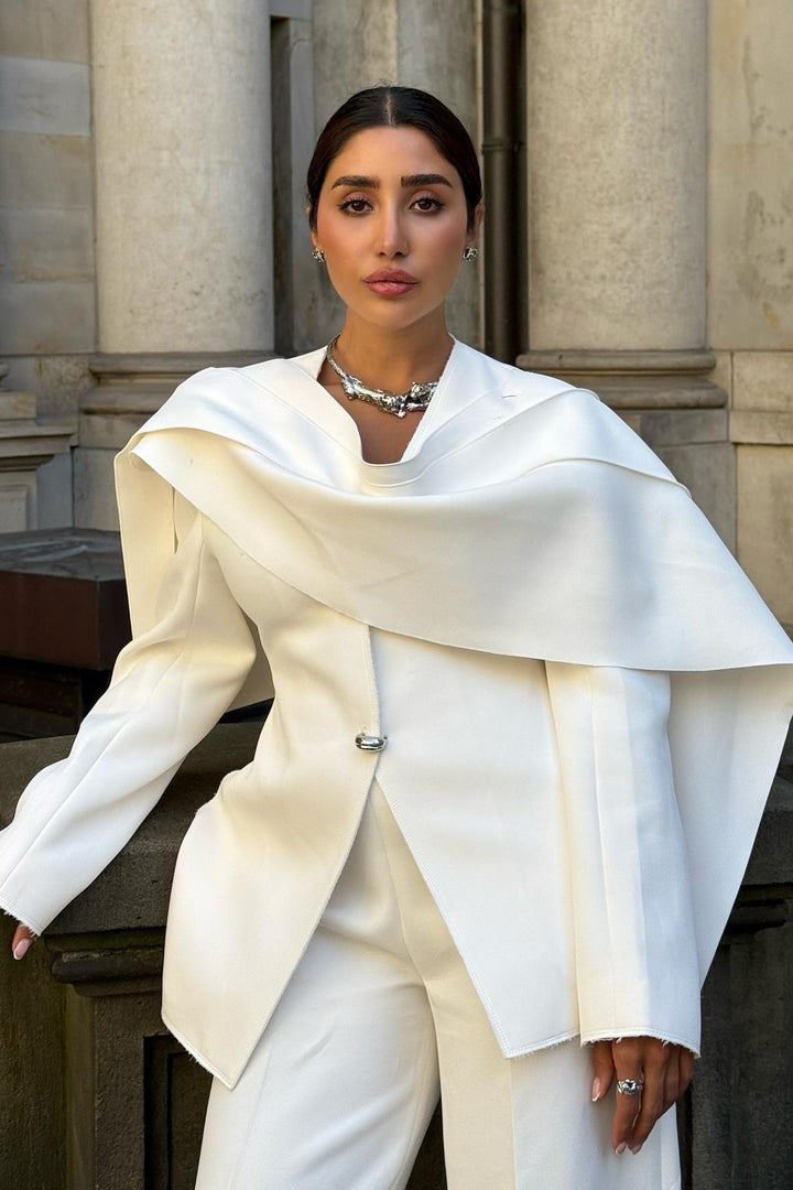 Schickes Cape-Blazer- und Hose mit weitem Bein-Set