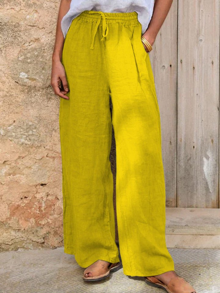 Damen Casual Hose aus Baumwoll-Leinen-Mix