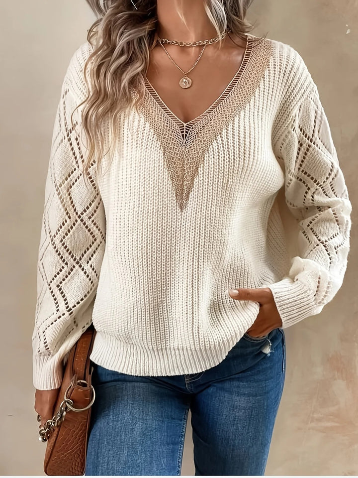 Dagmar® | Strickpullover mit Spitze und Ballonärmeln