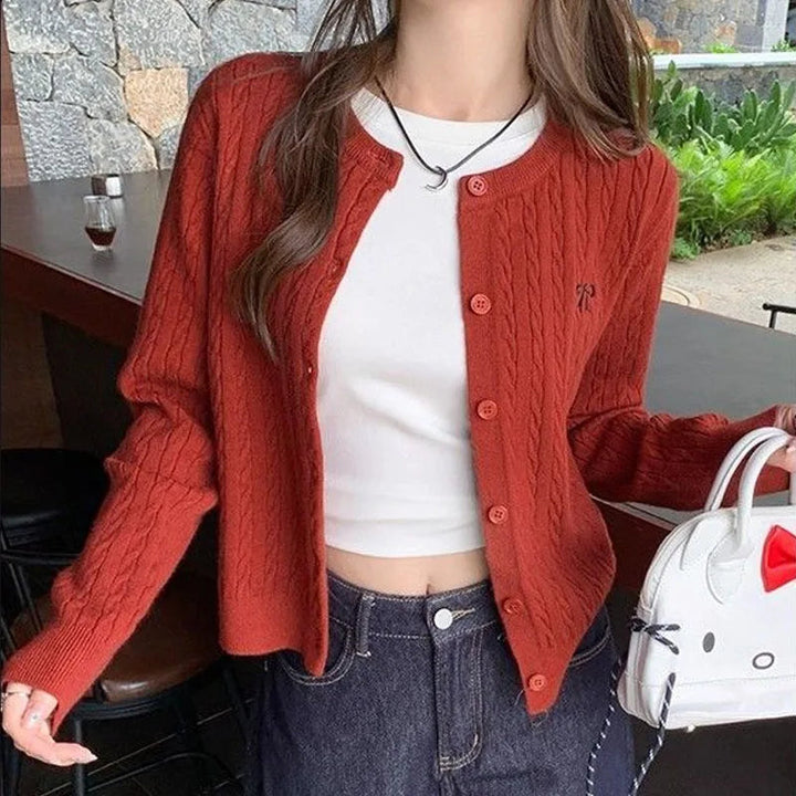 Damen Strick-Cardigan mit V-Ausschnitt und Stickerei