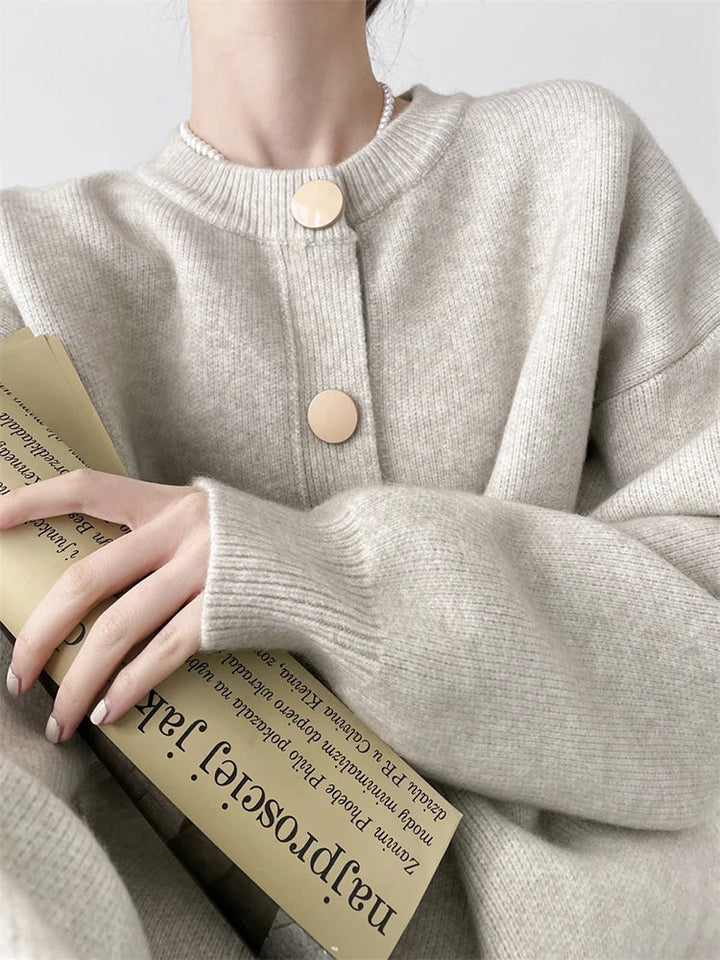 Damen Strick-Cardigan mit einem Knopf, lockere Passform