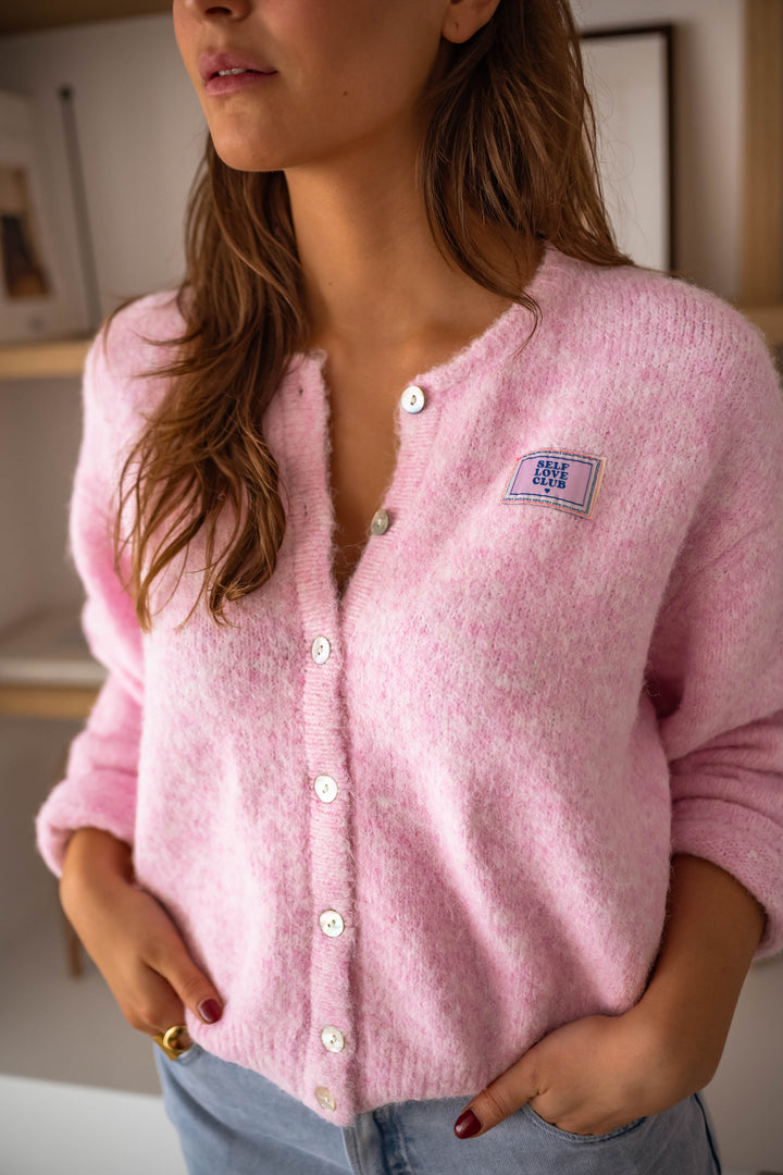Schicker rosa gesteppter Cardigan für Lagen-Looks