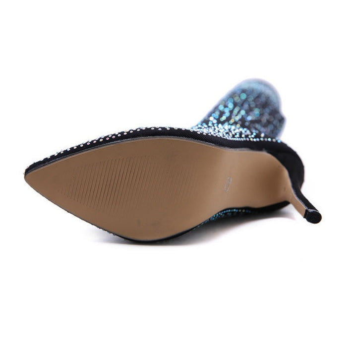 Funkelnde Kunstdiamant Overknee-Stiefel
