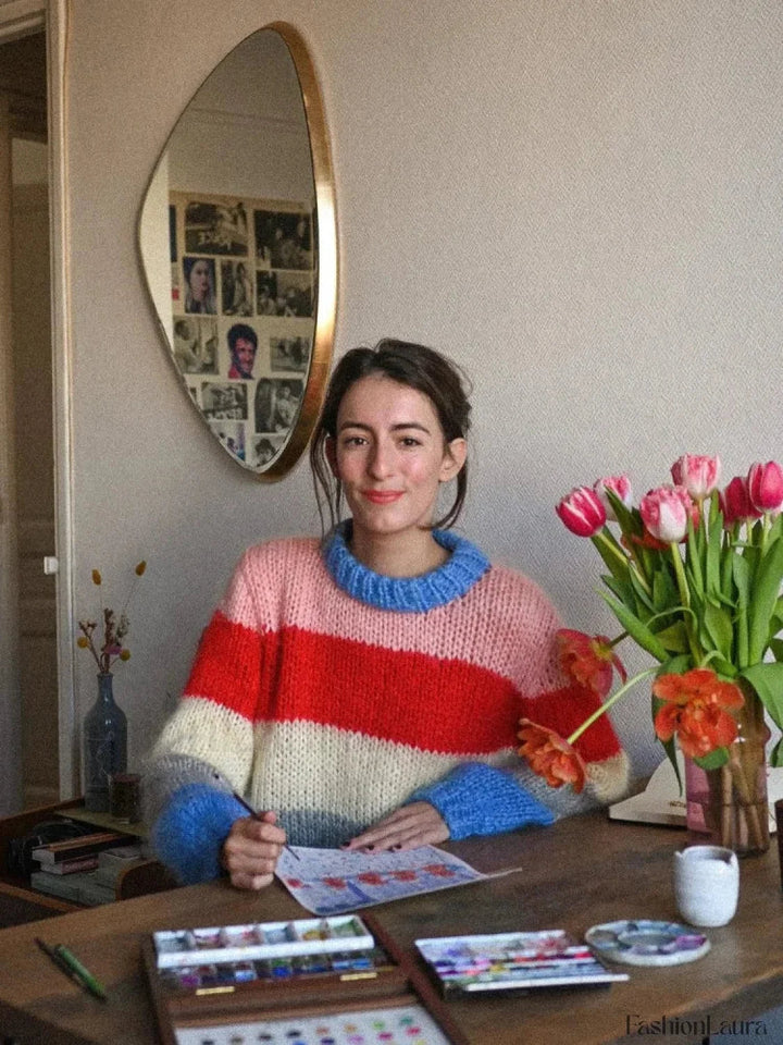 Bunter gestreifter Strickpullover für lässig schicke Looks