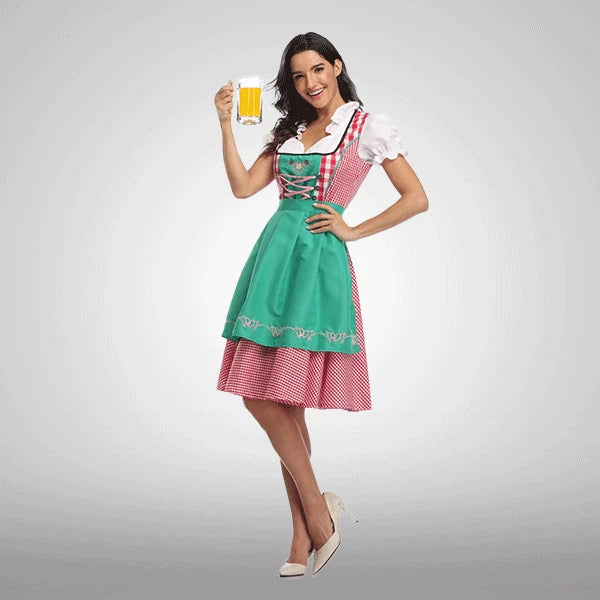 Kariertes Bayerisches Dirndlkleid Grün