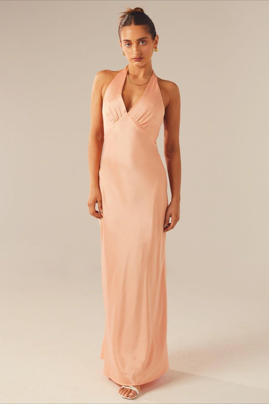 Damen Maxikleid Figurbetont Mit V Ausschnitt