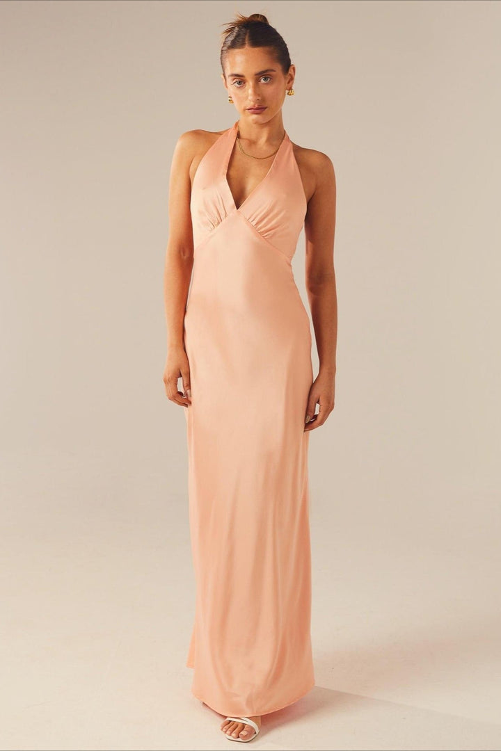 Damen Maxikleid Figurbetont Mit V Ausschnitt