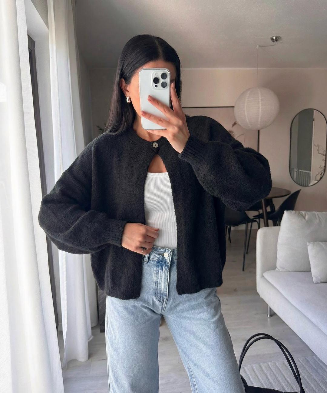 Schwarzer Damen-Cardigan in eleganter, vielseitig kombinierbarer Optik