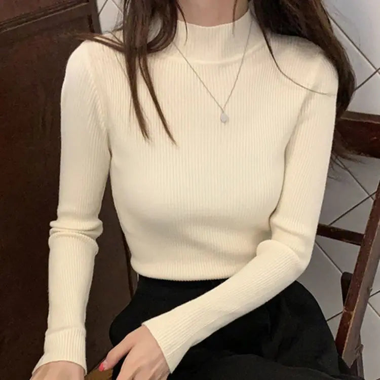 Gemütlicher gerippter Wollpullover für Damen