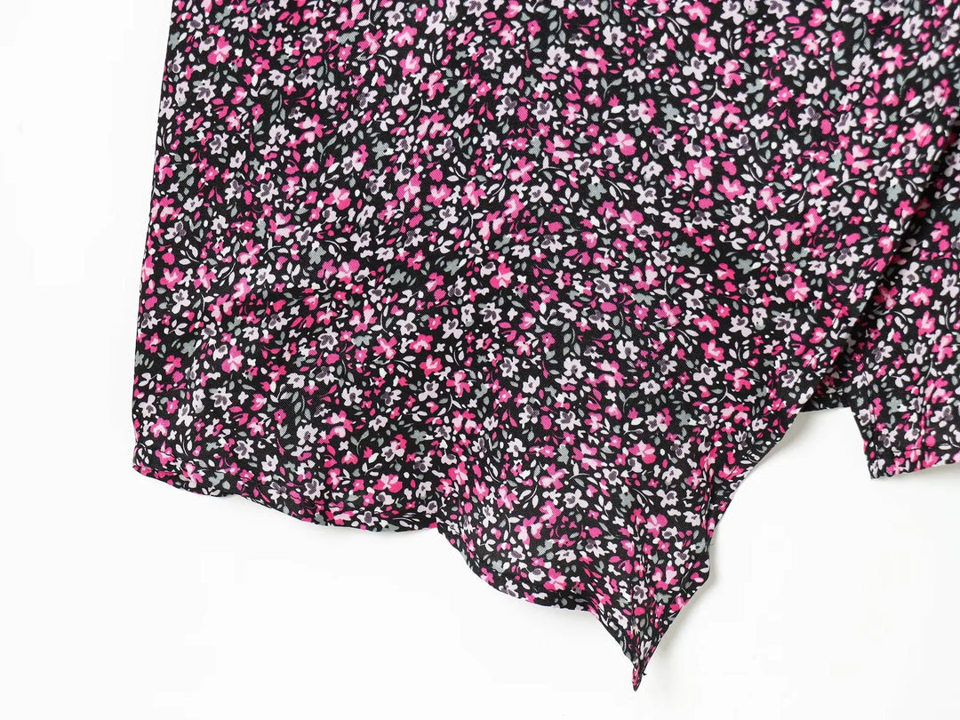 Damen V-Ausschnitt Chiffon Blumiges Boho Unterkleid