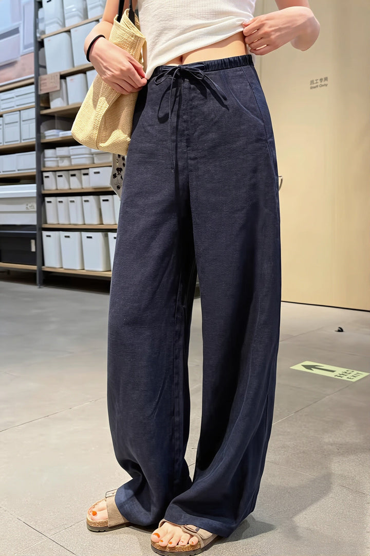 Damen Straight Leg Hose Mit Hoher Taille