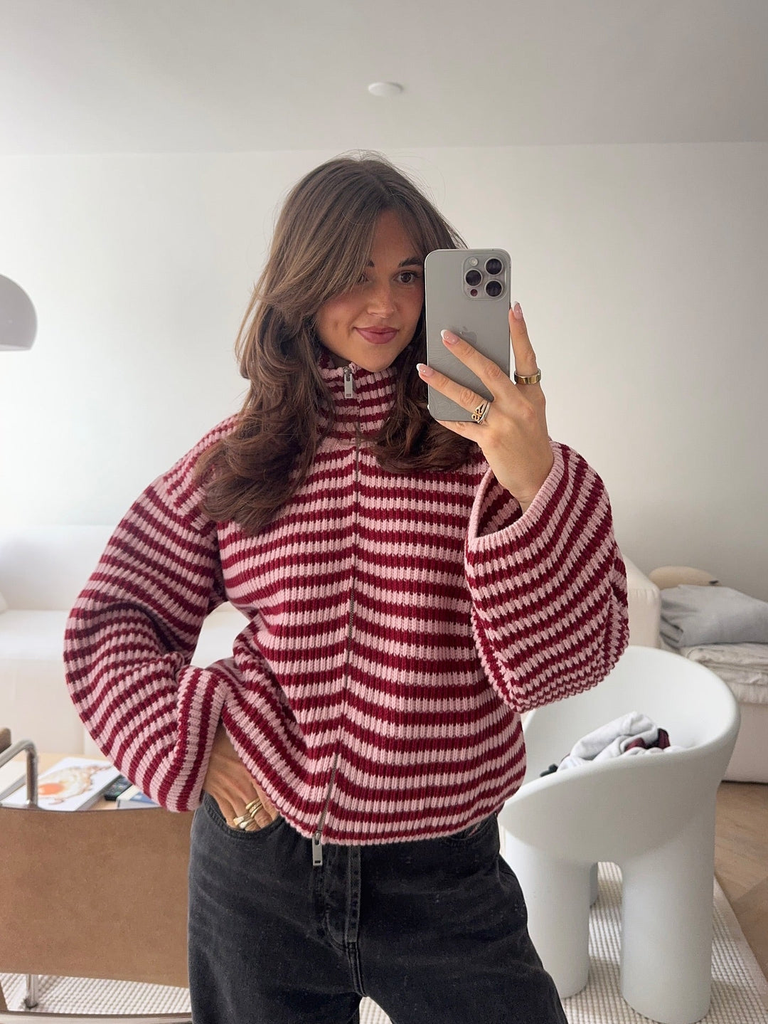 Luxuriöse Woll-Cashmere Reißverschlussjacke