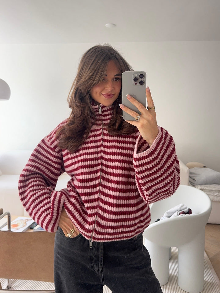 Luxuriöse Woll-Cashmere Reißverschlussjacke