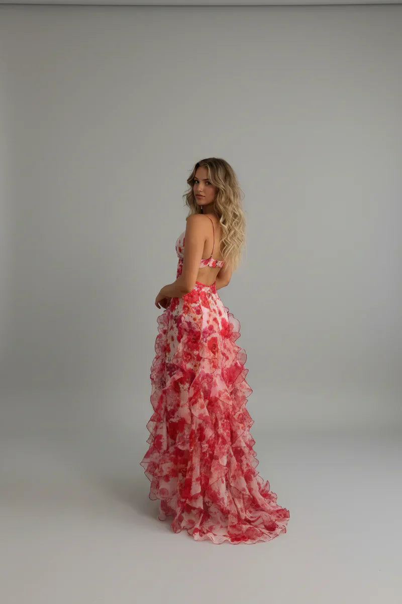Bohemian Santorini Maxikleid mit Blumenmuster