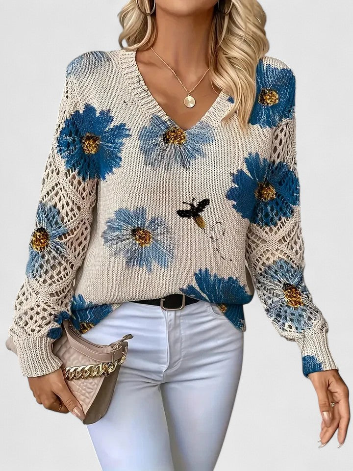 Eleganter Pullover mit Blumenmuster