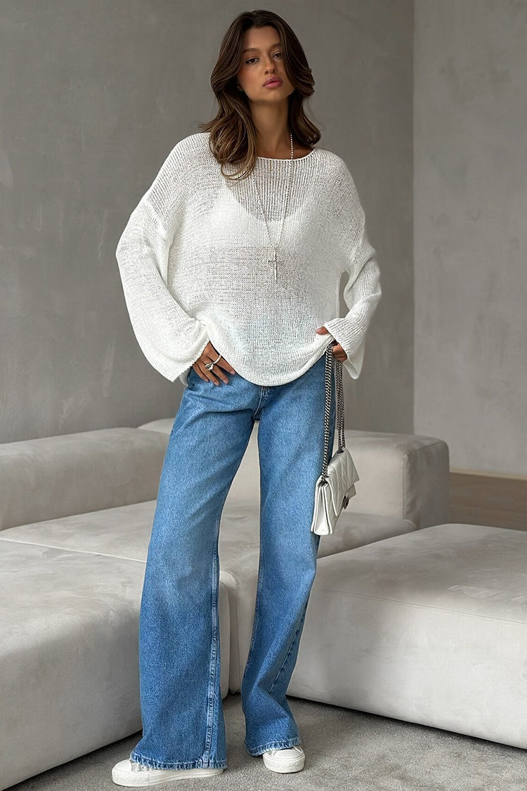 Damenpullover im Off-Shoulder-Stil mit lockerem Tragegefühl