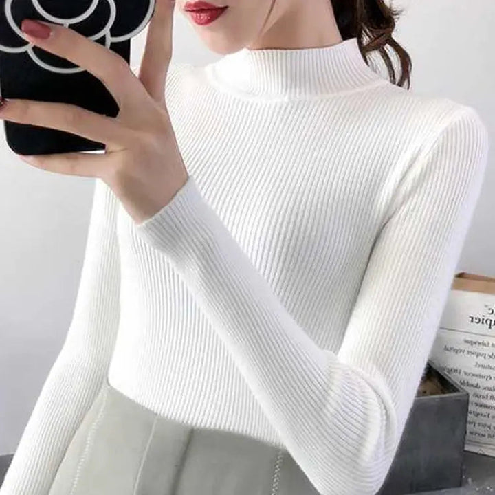 Gemütlicher gerippter Wollpullover für Damen