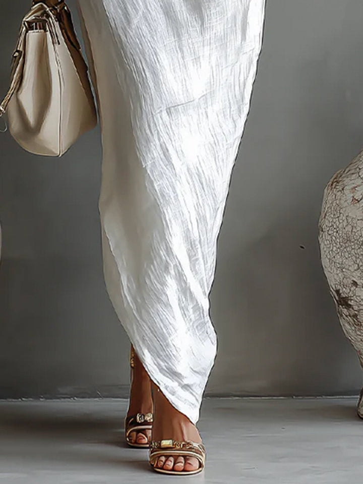 Maxikleid mit Ballonärmeln aus Leinen für Damen