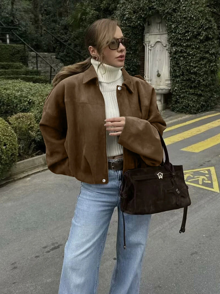 Damenjacke aus Polyester mit Cargo-Taschen und lockerem Schnitt
