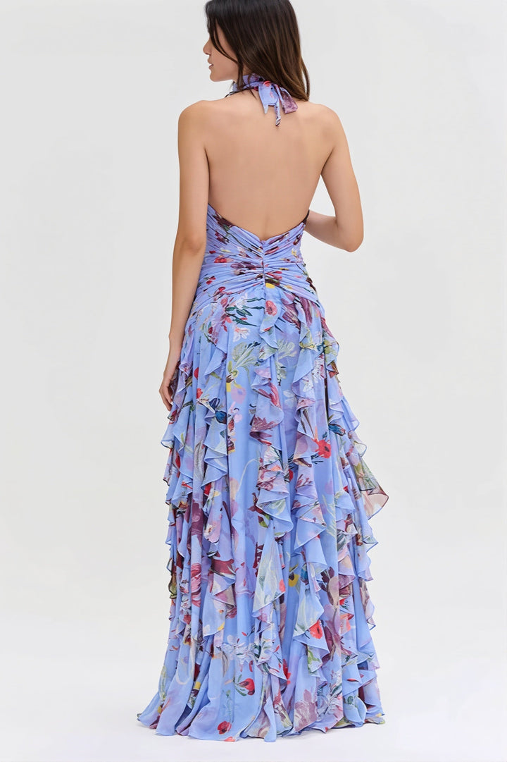 Fließendes Maxikleid mit Blumenprint für Urlaub und Strand