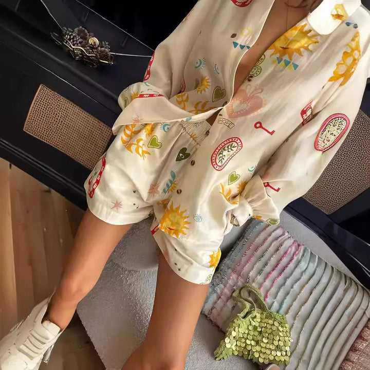 Damen Zweiteiliges Set mit Blumenmuster, leichtgewichtig