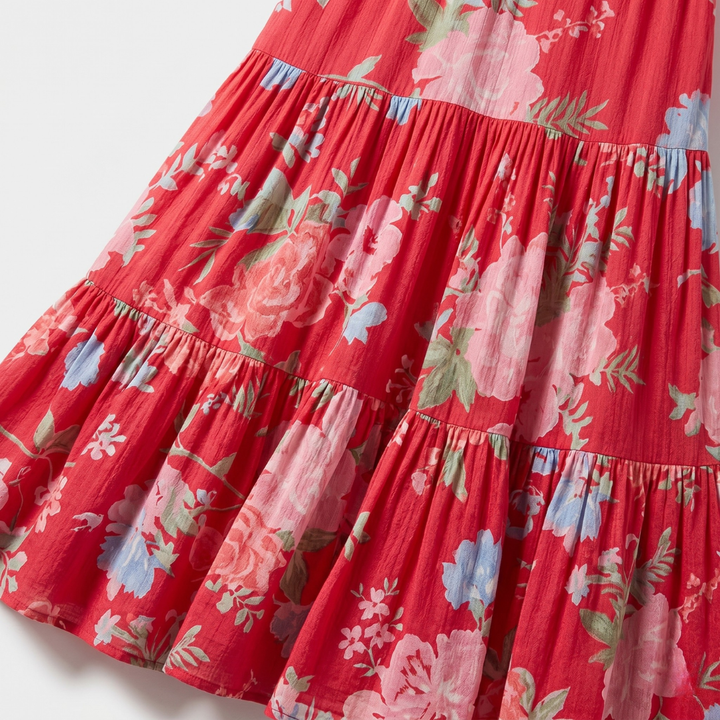 Elegantes florales Midi-Kleid mit V-Ausschnitt für Damen
