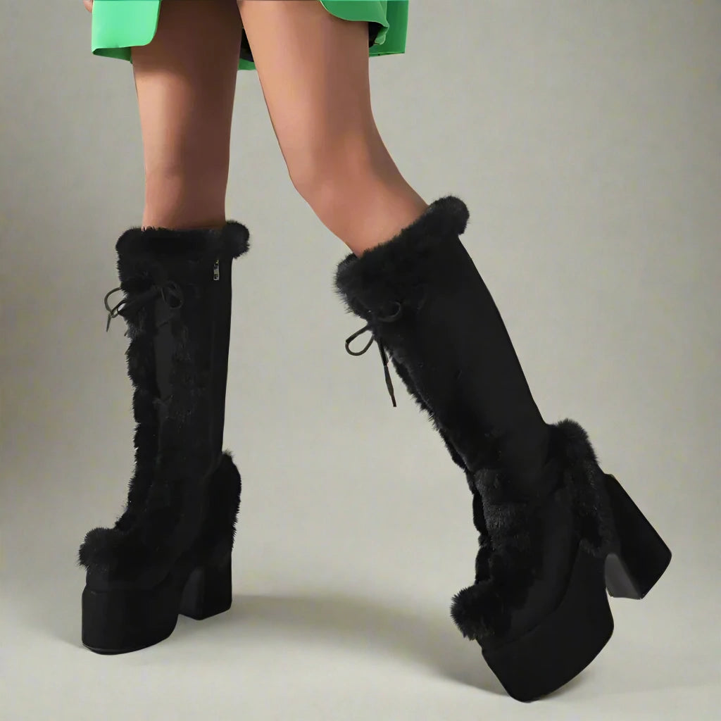 Gemütliche klobige Plateau-Stiefel für den Winterstil