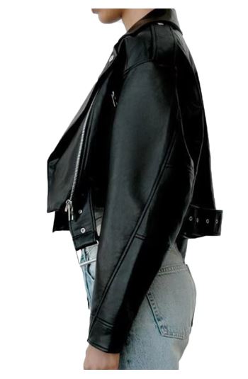 Klassische schwarze Leder-Motorradjacke