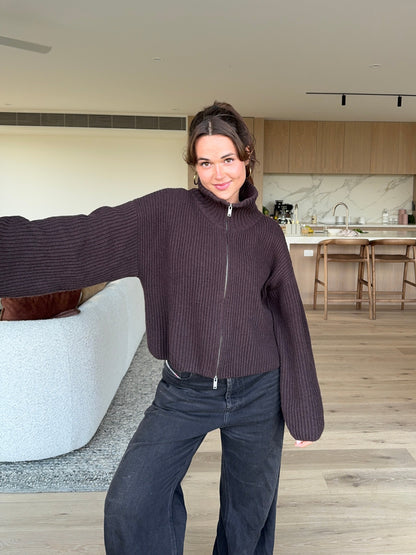 Luxuriöse Woll-Cashmere Reißverschlussjacke