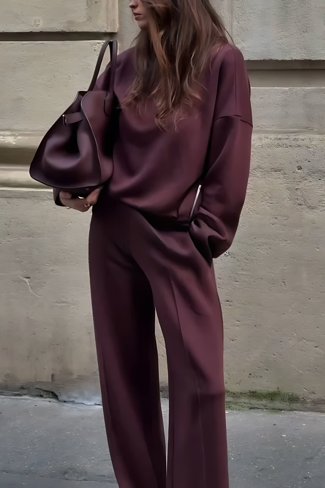 Damen Rollkragen-Sweatshirt-Set – Gemütliche zweiteilige Freizeitkleidung