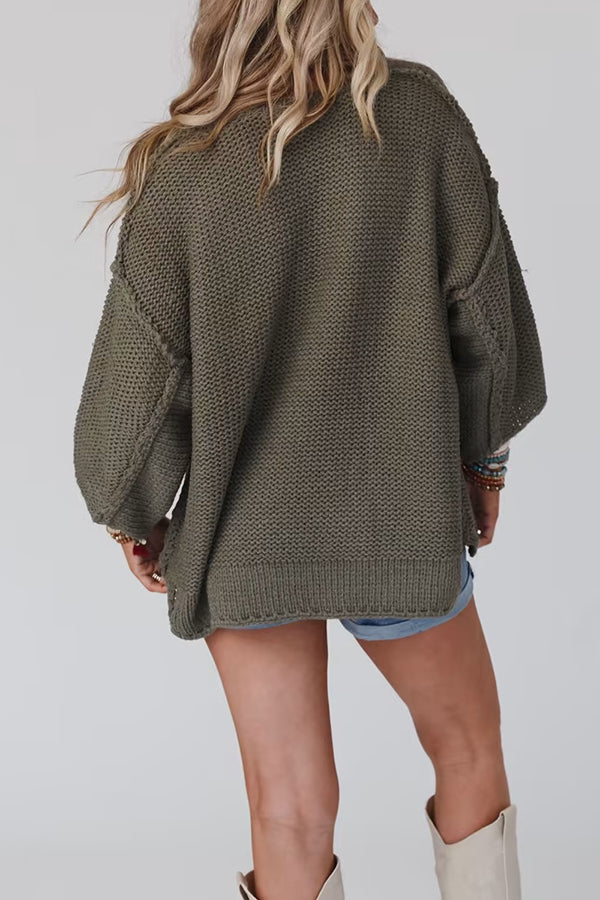 Gemütlicher Grobstrickpullover mit Rundhalsausschnitt