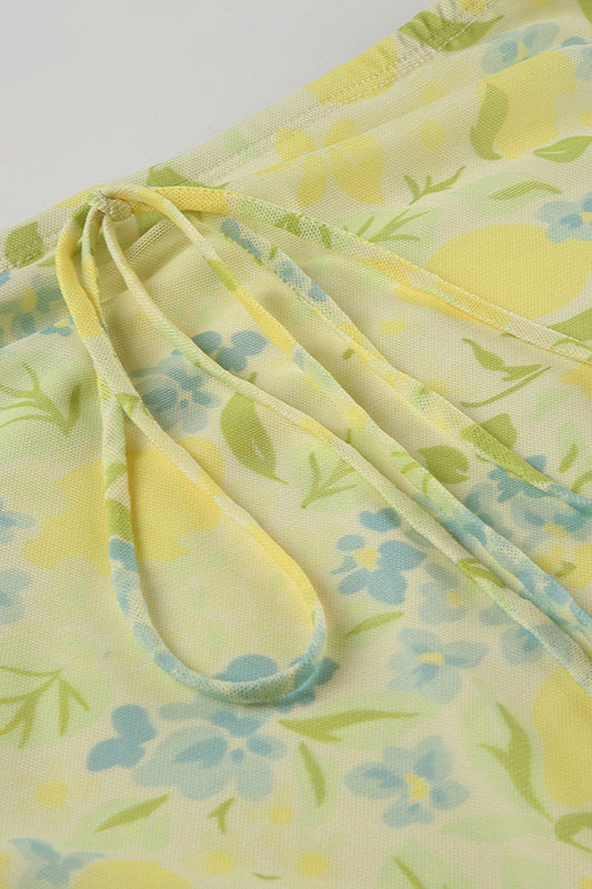 Damen Midirock mit Blumenprint in A-Linie, Rückansicht