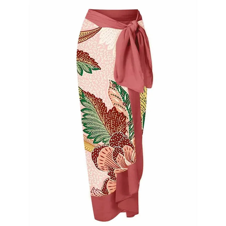 Retro bedruckter langer Baderock Überwurf Strandkleid