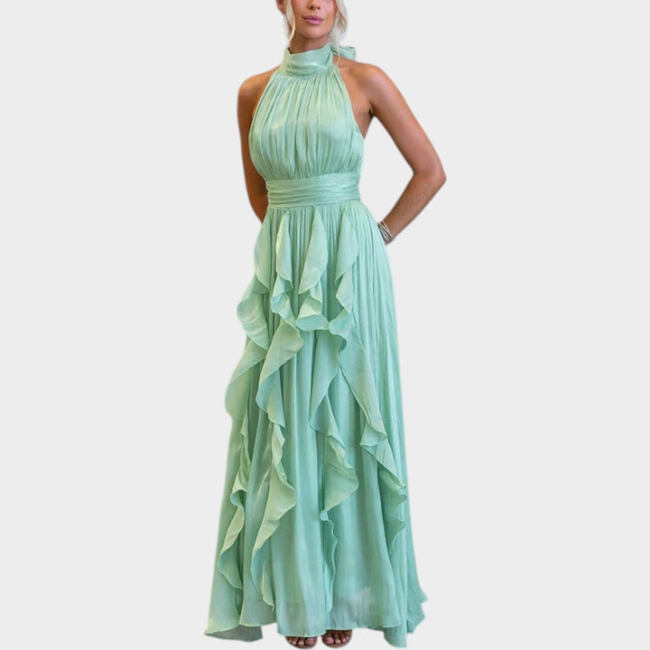 Elegantes Maxi-Kleid mit gerafftem Neckholder-Ausschnitt