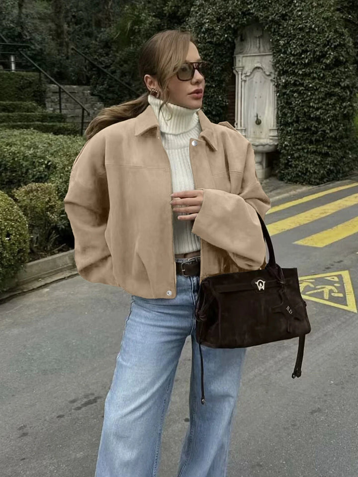 Damenjacke aus Polyester mit Cargo-Taschen und lockerem Schnitt