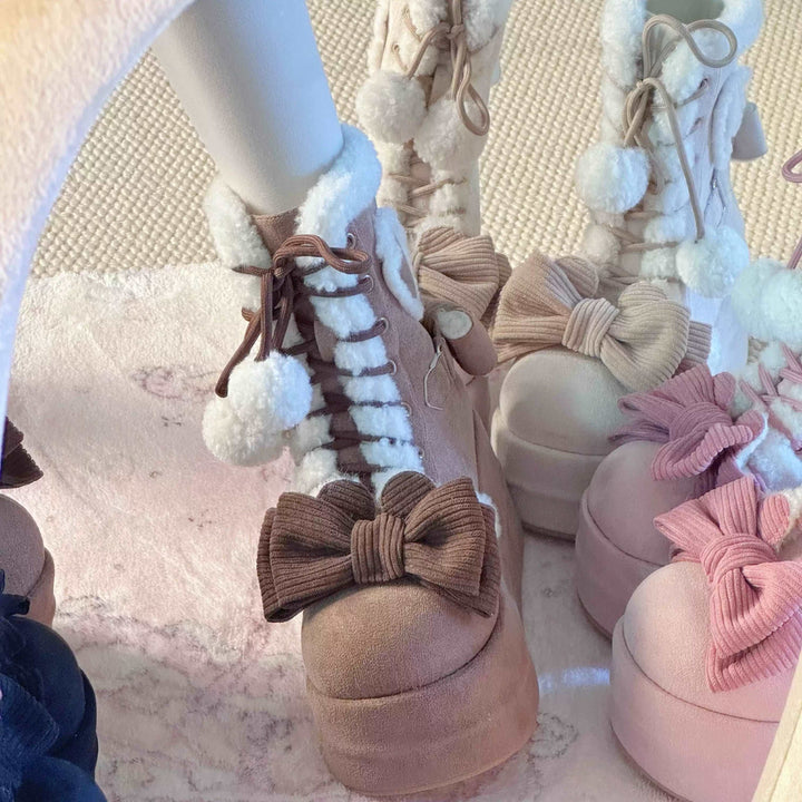 Gemütliche Winter-Schneestiefel in Rosa und Creme