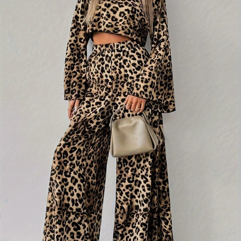 Leopardenmuster Musselin-Hose