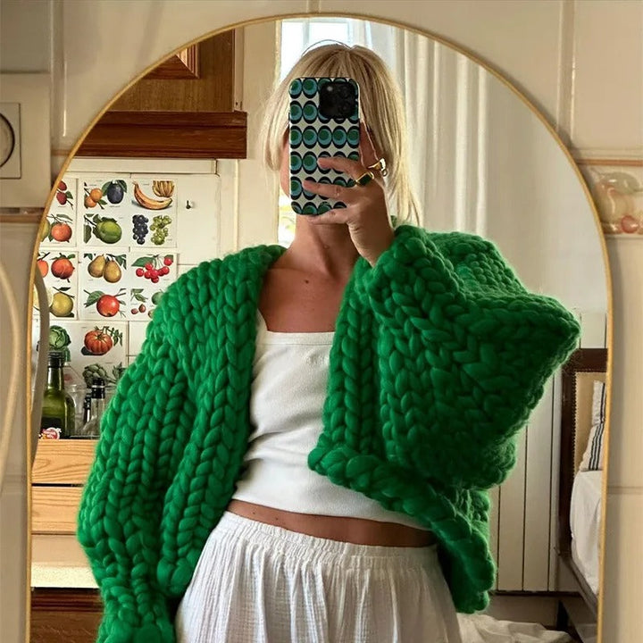 Gemütlicher Strick-Cardigan in Uni-Farbe, lässig