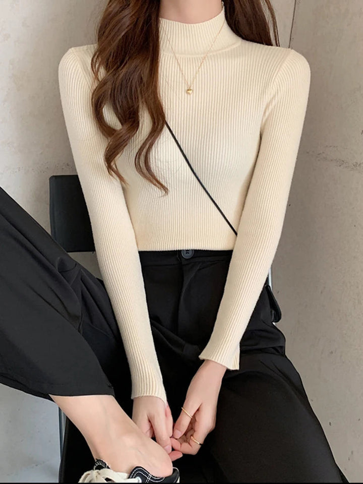 Gemütlicher gerippter Wollpullover für Damen