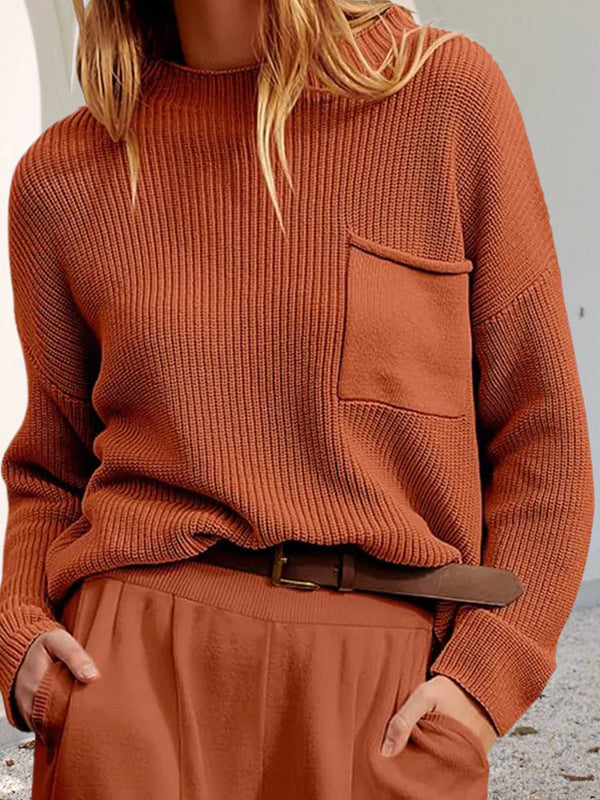 Gemütlicher, entspannter Strickpullover mit Taschen