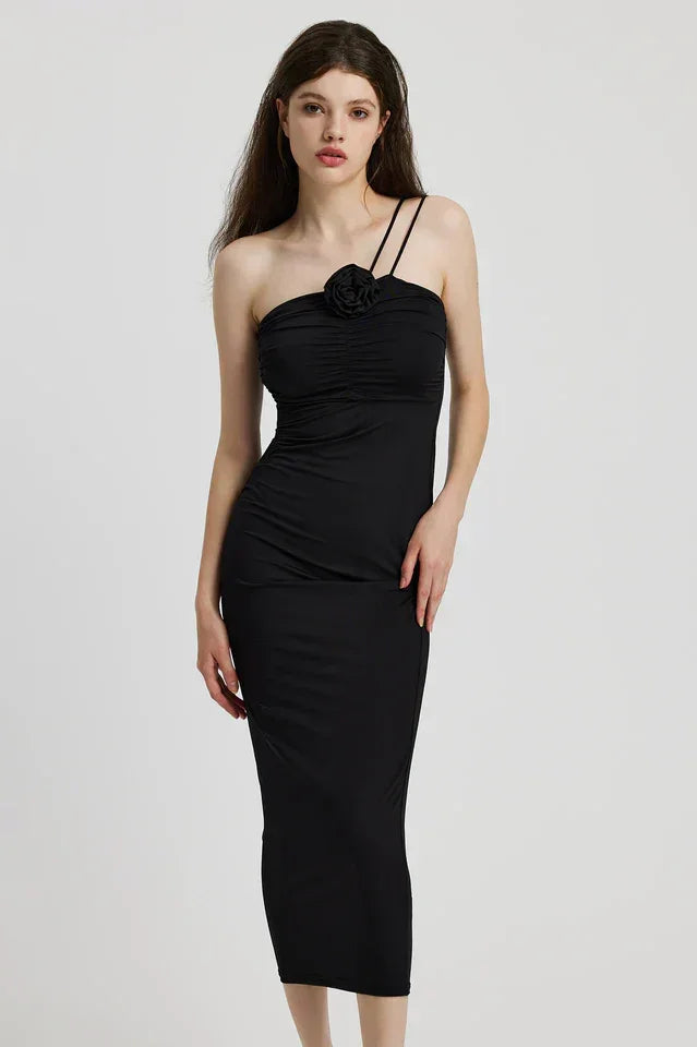 Damen Schwarzes Ärmelloses Maxi-Kleid