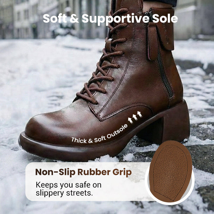 Plüschgefütterte Lederstiefel