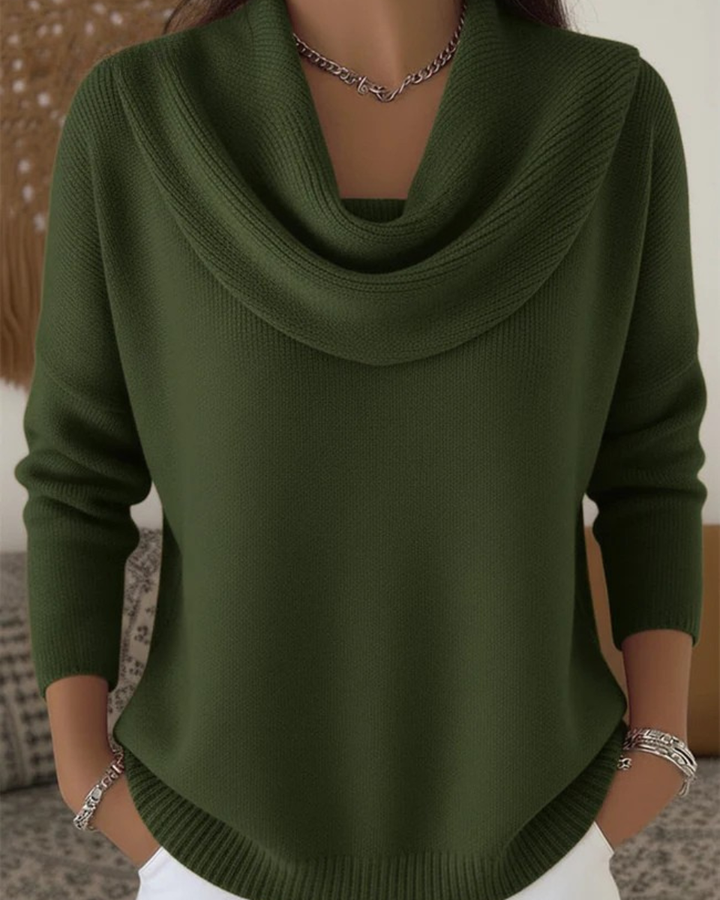 Pullover mit gerafftem Kragen