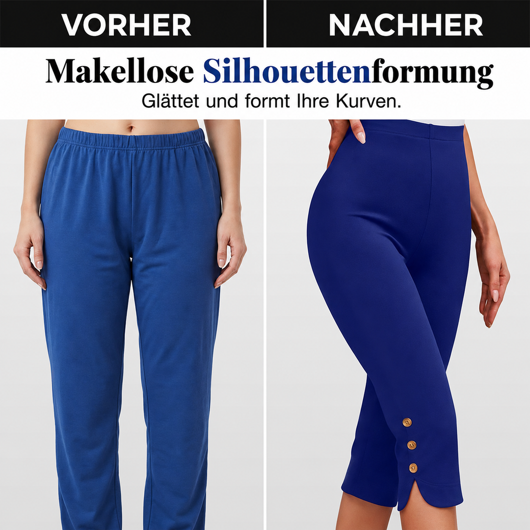Hohe Taillen-Stretch-Cropped-Culottes mit seitlichen Knopfdetails
